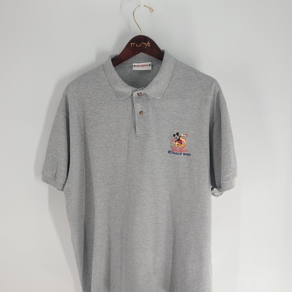 Disneyland 45 Years‎ Of Magic Classic Pullover Polo Shirt Heather Gray Size XL
